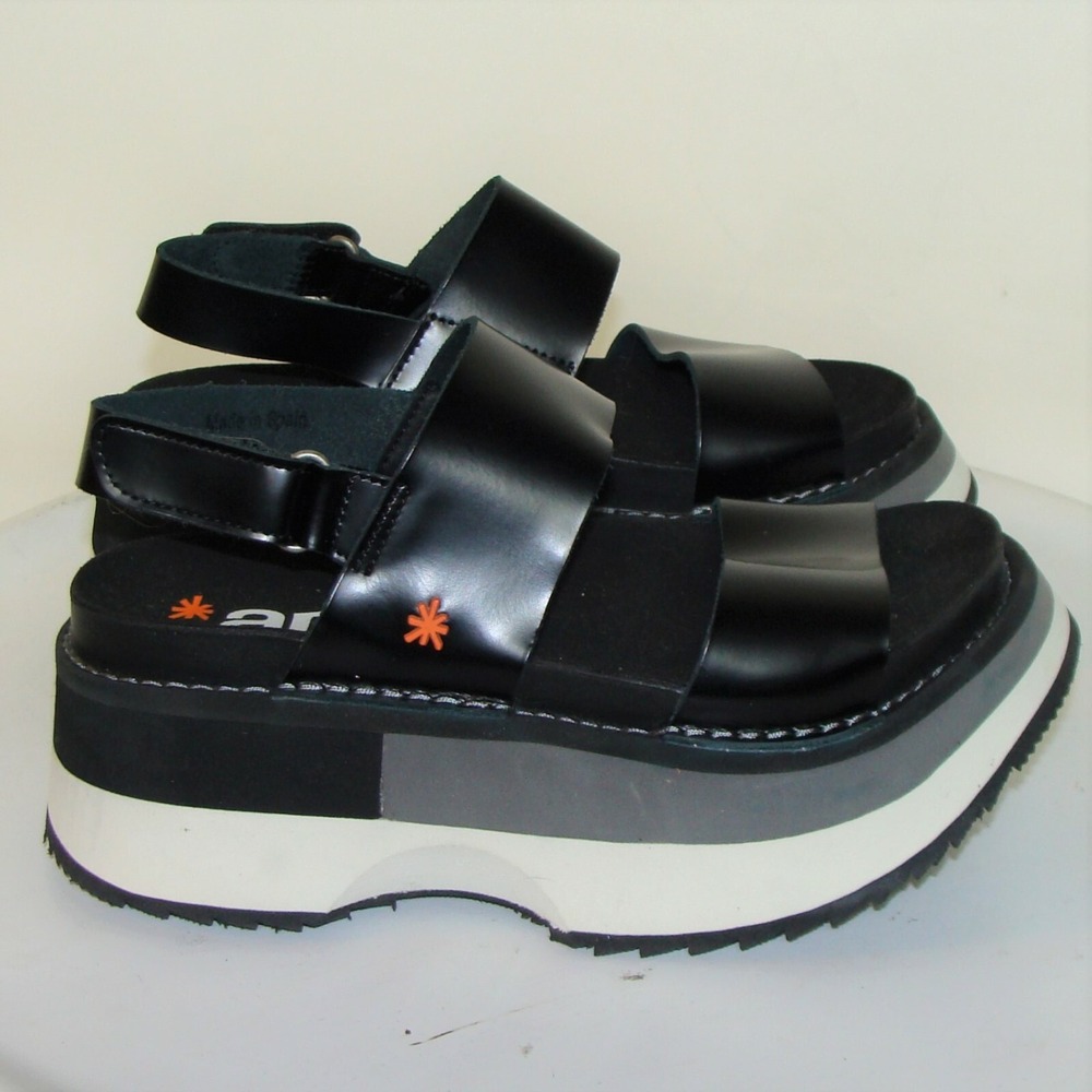 THE ART COMPANY ART LIFE WOMENS BLACK PLATFORM SANDALS SZ 37 / 7   DB5